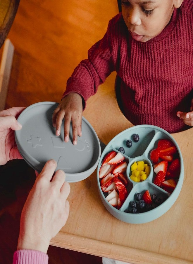 TalkTools Toddler Plates with Lids - Silicone Toddler Plates - Mess-Free Feeding with Plate Lid - Perfect for Self-Feeding Development - Strong Suction, BPA-Free, Dishwasher Safe (Cloud) - Image 5